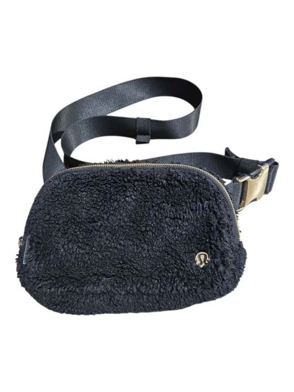 lululemon athletica Black Sherpa Belt Bag with Gold Hardware